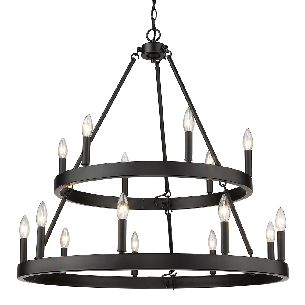 Golden Lighting Alastair 15-light 2-tier Chandelier (6+9) Matte Black